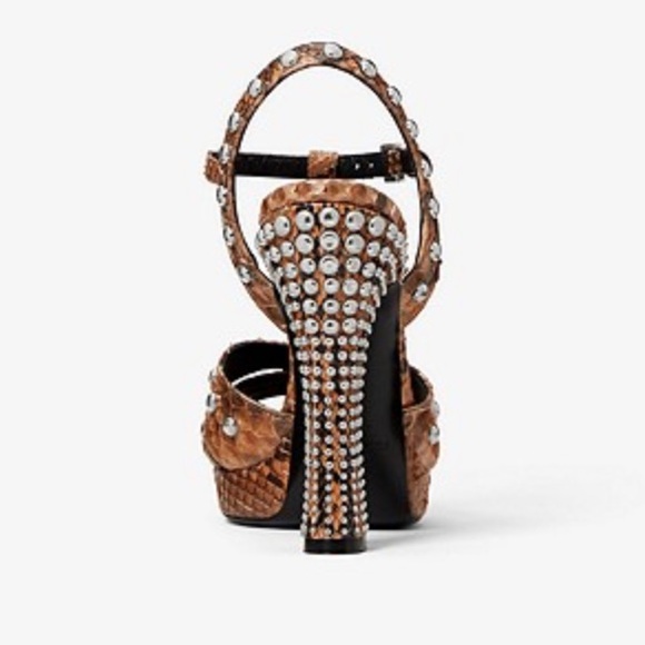 NWT Michael Kors Collection Rosanna Studded Python Platform Heels - Picture 3 of 9